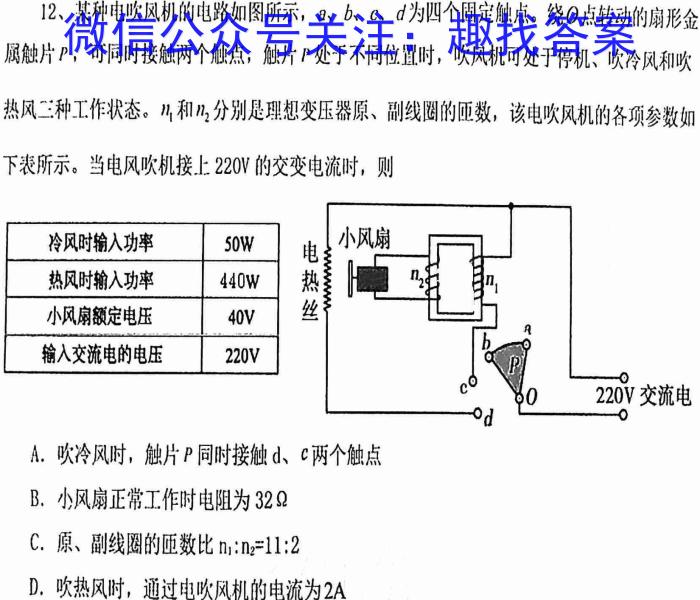 青桐鸣高考冲刺 2023年普通高等学校招生全国统一考试押题卷(一)物理.