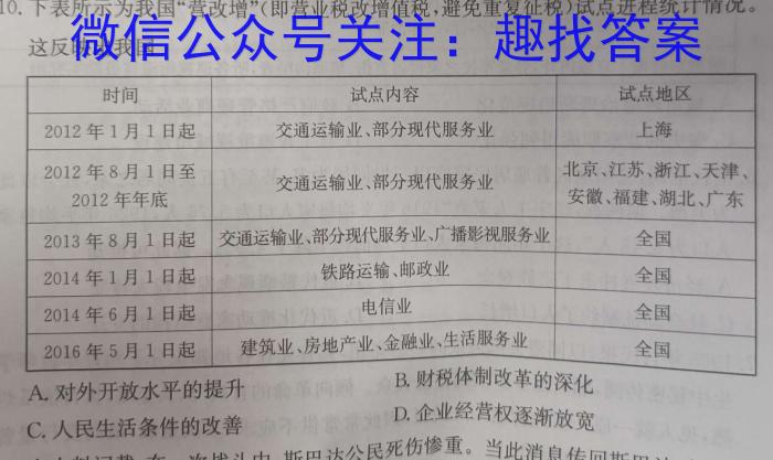 天一大联考·安徽卓越县中联盟 2024-2023学年(下)高一阶段性测试(期中)历史