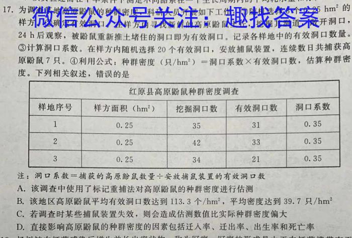 2023年全国高考猜题密卷(二)生物