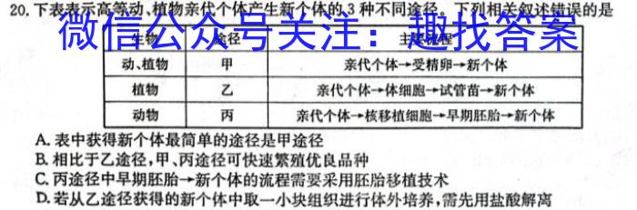2024-2023学年辽宁省高一年级联考（23-450A）生物