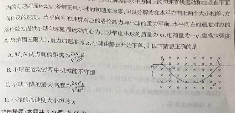 普高联考2022-2023学年高三测评(六)-物理