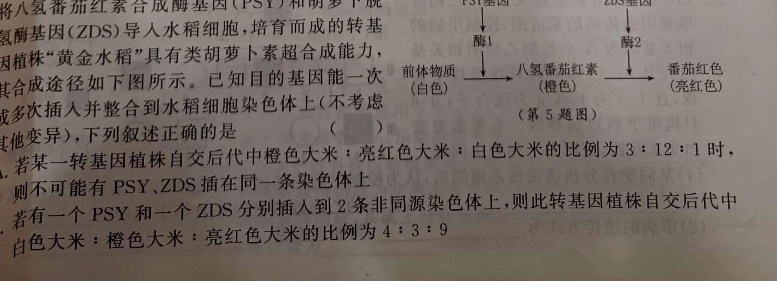 铜陵市2023年新课标老高考高三模拟考试生物