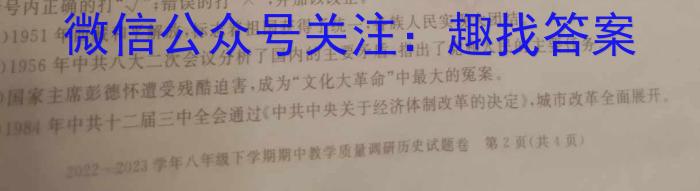 2023届中考导航总复习·模拟·冲刺卷(二)2历史