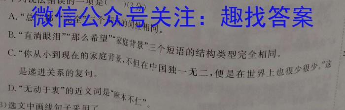 2023考前信息卷·第七辑 重点中学、教育强区 考前猜题信息卷(三)语文