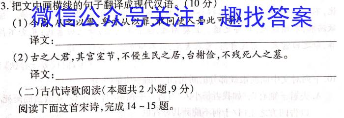 2022-2023学年安徽省九年级下学期阶段性质量监测（七）语文