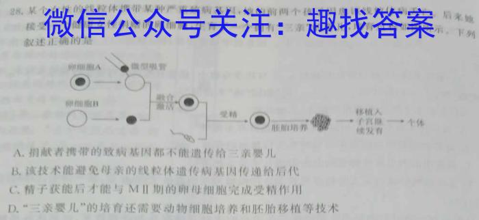 百师联盟 2023届高三信息押题卷(二)2 新高考卷生物