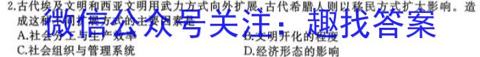 湖北省2024-2023学年度下学期期中新洲区部分学校高中二目标检测历史