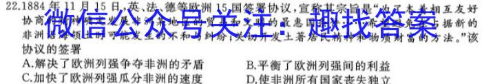 陕西省2023年九年级教学质量检测（正方形套黑色菱形）历史