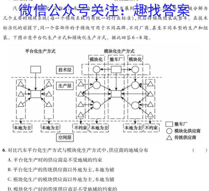 衡水金卷先享题压轴卷2023答案 辽宁专版新高考二地理.