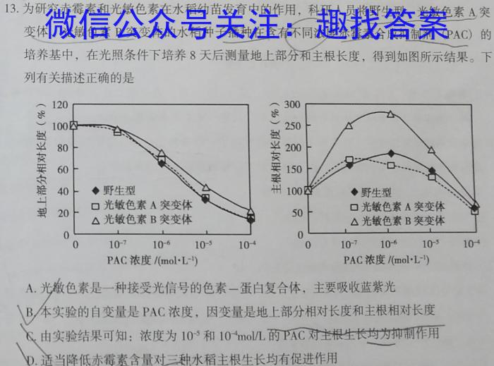 普高联考2022-2023学年高三测评(六)生物