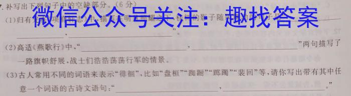 安徽省2025届七年级下学期教学评价三语文