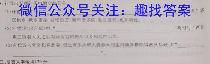 2022-2023学年河北省高三年级下学期4月份联合考试（23-410C）语文