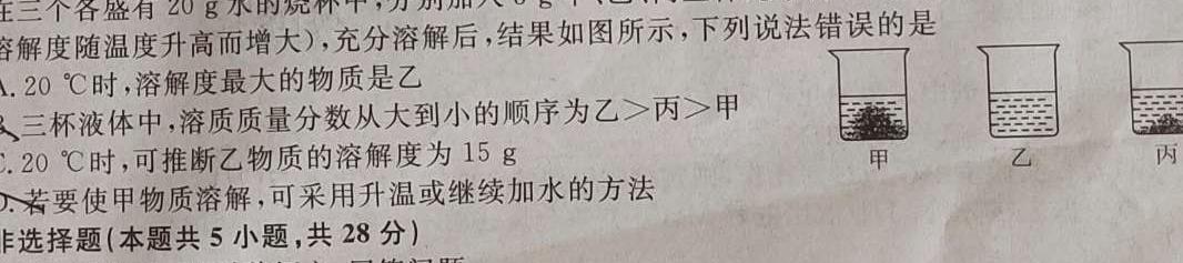 学林教育 2023年陕西省初中学业水平考试·临考冲刺卷(E)化学