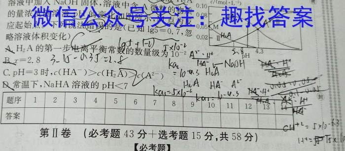 2023届内蒙古高三考试5月联考(23-427C)化学