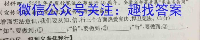 皖江名校联盟2023届高三下学期5月联考[G-023]政治1