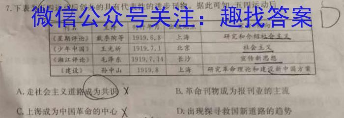 一步之遥 2023年河北省初中毕业生升学文化课考试模拟考试(八)历史试卷
