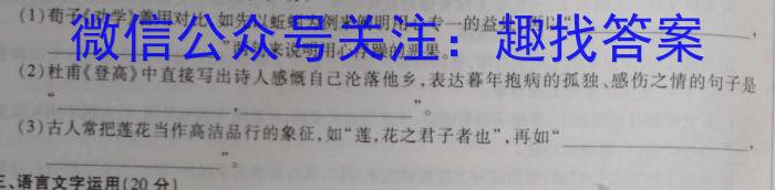 2023年陕西省初中学业水平考试信心提升卷语文