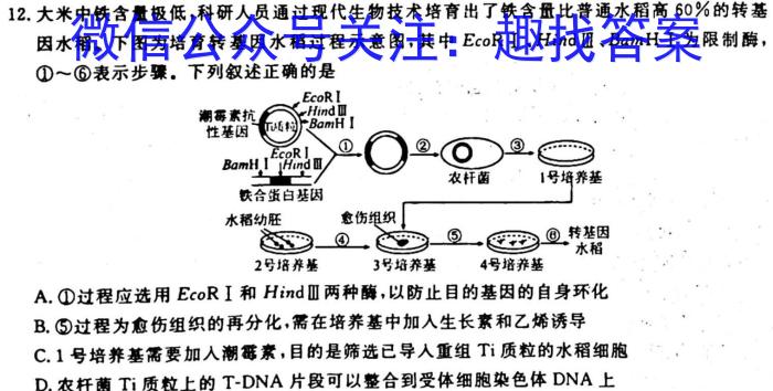 2023届重庆市南开中学校高三第九次质量检测（三诊）生物