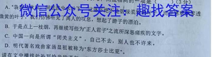 九师联盟 2022-2023学年高二洛阳强基联盟5月联考语文