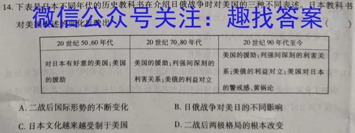 2023年陕西高一年级联考试题（5月）历史