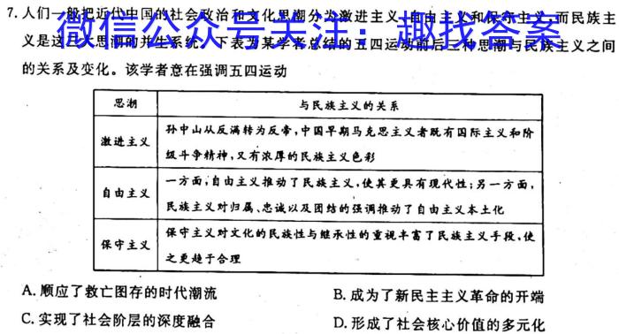 2023年山西省中考信息冲刺卷·第三次适应与模拟（政治）