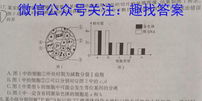 天利38套 2023年普通高等学校招生全国统一考试临考押题卷(B)生物