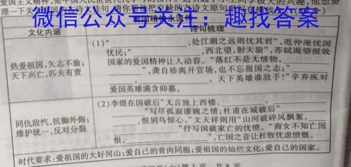 2023年陕西省初中学业水平考试A版T版语文