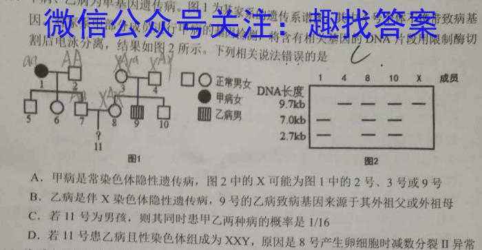 2023年陕西省初中学业水平考试模拟试卷T2生物试卷答案