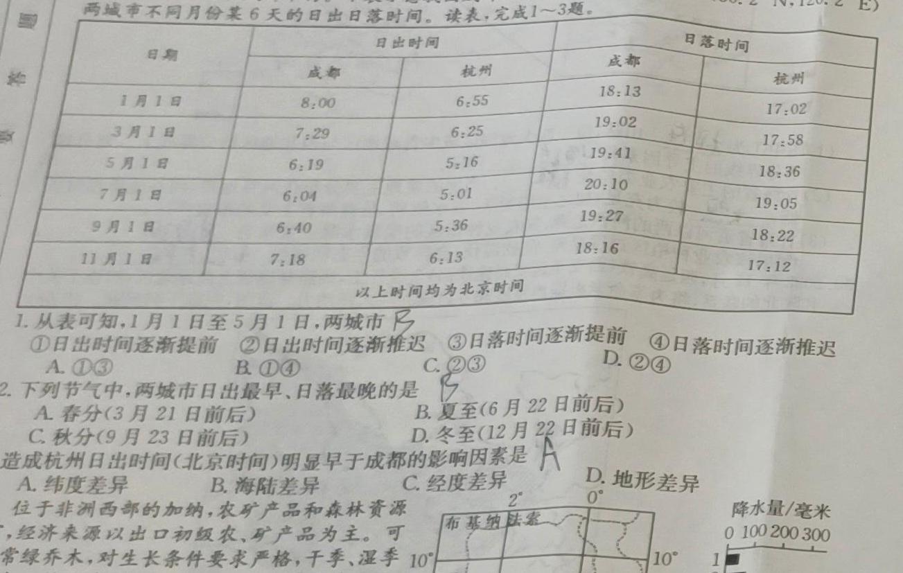 京师测评协作校2023年高三质量联合检测新高考Ⅰ卷.地理