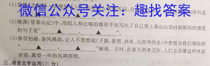 山东省2023年普通高等学校招生全国统一考试测评试题(六)语文