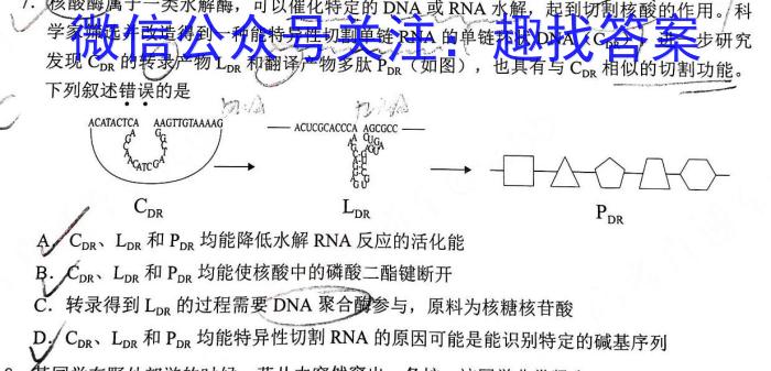 山西2024-2023年度教育发展联盟高二5月份调研测试生物