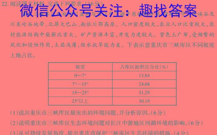 金考卷·2023年普通高招全国统一考试临考预测押题密卷(全国卷)地理.