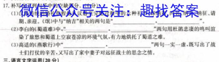 2023年陕西省初中学业水平考试押题卷语文