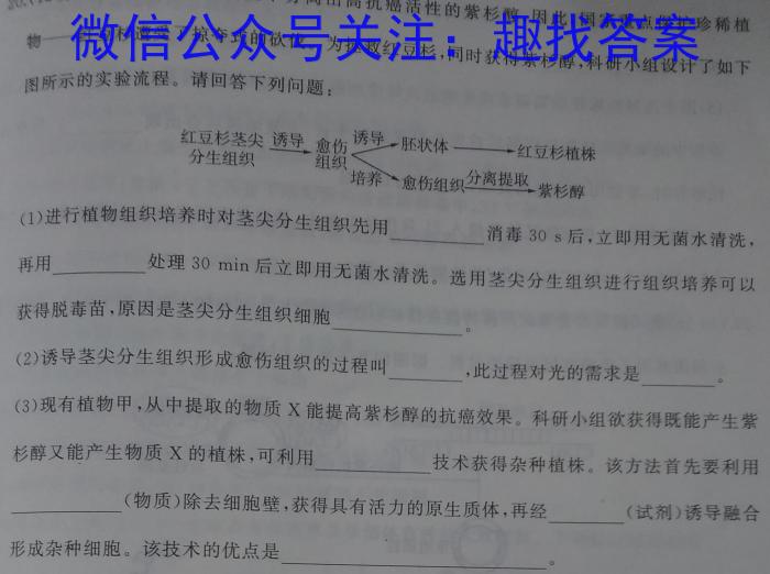 天利38套 2023年普通高等学校招生全国统一考试临考押题卷(A)生物