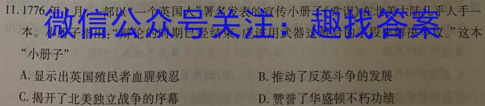 师大名师金卷2023年陕西省初中学业水平考试押题卷历史