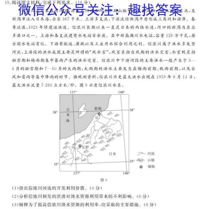 2023届高考冲刺卷(三)3l地理