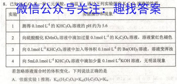 强基路985天机密卷 2023年普通高等学校统一招生模拟考试(新高考全国Ⅰ卷)(四)4化学