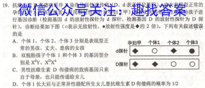 2023年陕西省初中学业水平考试·信息猜题卷（B）生物试卷答案