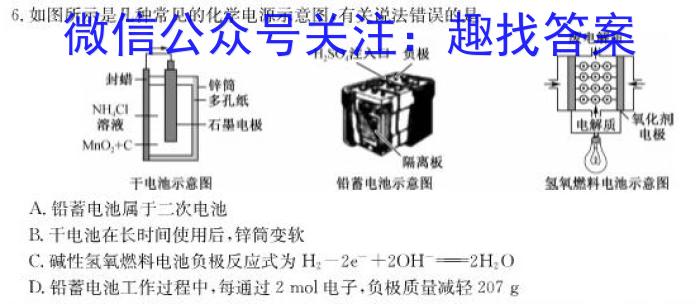 非凡吉创 2022 -2023下学年高三年级TOP二十名校猜题大联考(一)化学