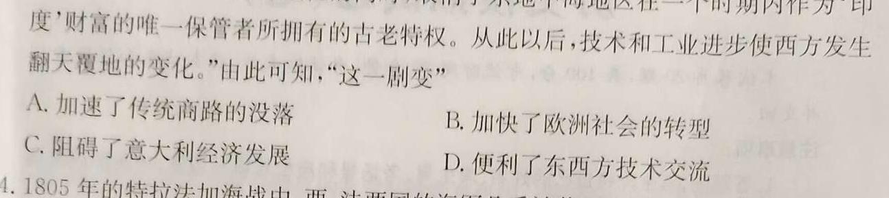 （二轮）名校之约·中考导向总复习模拟样卷（九）历史