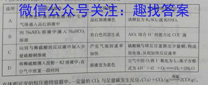 陕西省2023年初中学业水平考试联考模拟卷A化学