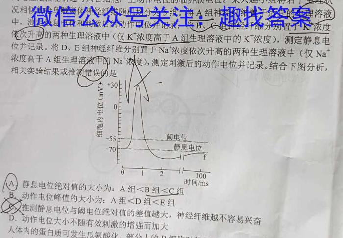 2023届衡水金卷先享题·临考预测卷 新高考A生物试卷答案