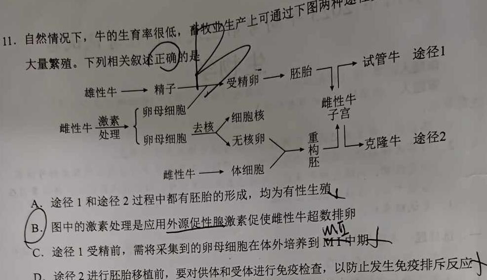 山西省2023年中考总复习押题信息卷（一）生物
