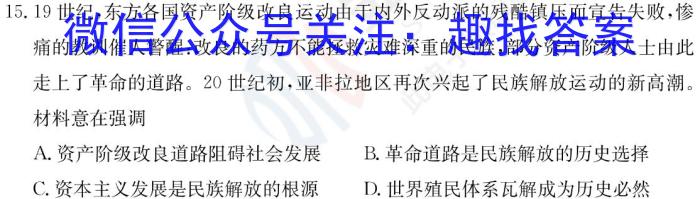 江西省2023届九年级《学业测评》分段训练（七）历史