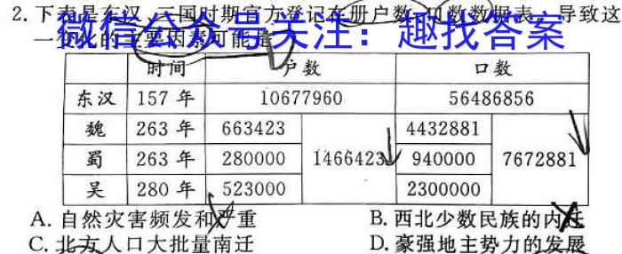 安徽省2022-2023学年度第二学期九年级G5联动教研第一次调研（下学期）历史试卷