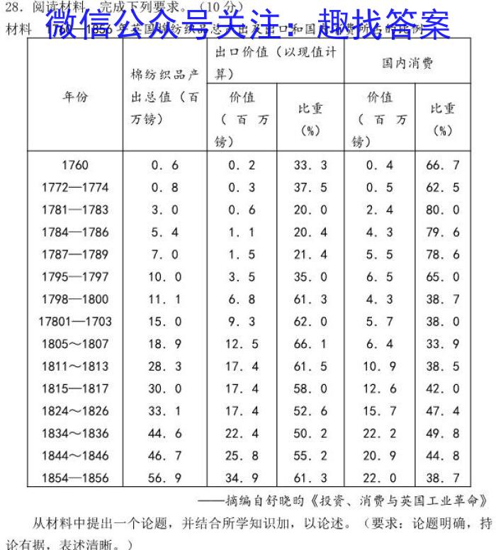 江西上饶市六校2023届高三第二次联考(5月)历史