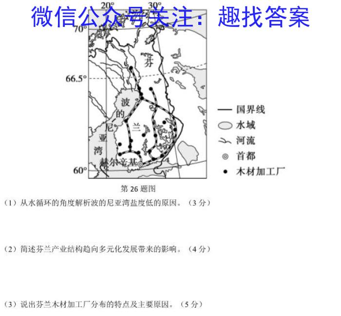 陕西省2023年普通高等学校招生全国统一考试（◇）地理.