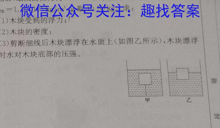 皖智教育 安徽第一卷·2023年八年级学业水平考试信息交流试卷(八)l物理