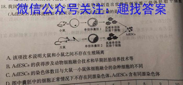 神州智达 2022-2023高三省级联测考试 预测卷Ⅱ(七)7生物