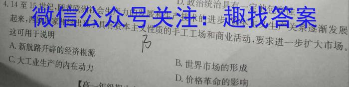 江西省2023届九年级《学业测评》分段训练（七）历史